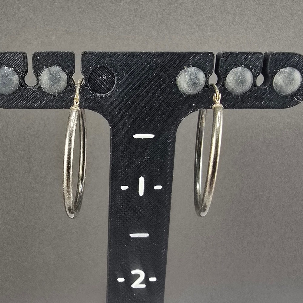 Vintage Estate Sterling Silver Hoop Earrings Silver Tarnish 1.25"